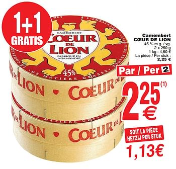 Promoties Camembert coeur de lion - Coeur de Lion - Geldig van 03/12/2019 tot 09/12/2019 bij Cora