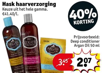 Promoties Deep conditioner argan oil - Hask - Geldig van 03/12/2019 tot 08/12/2019 bij Kruidvat