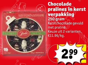 Promoties Chocolade pralines in kerst verpakking - Huismerk - Kruidvat - Geldig van 03/12/2019 tot 08/12/2019 bij Kruidvat