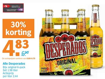 Promoties Alle desperados original - Desperados - Geldig van 02/12/2019 tot 08/12/2019 bij Albert Heijn