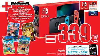 Promoties Nintendo console switch - Nintendo - Geldig van 03/12/2019 tot 16/12/2019 bij Cora