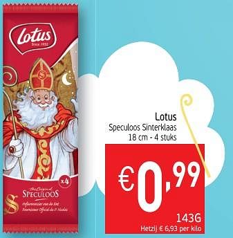 Promoties Lotus speculoos sinteràaas - Lotus Bakeries - Geldig van 03/12/2019 tot 09/12/2019 bij Intermarche