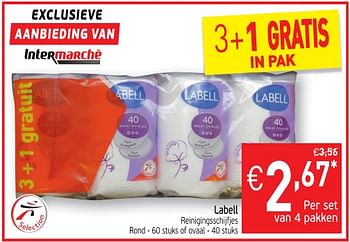 Promoties Labell reinigingsschijfjes rond of ovaal - Labell - Geldig van 03/12/2019 tot 09/12/2019 bij Intermarche
