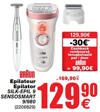 Promoties Braun epilateur epilator silk-epil 9 sensosmart 9-980 - Braun - Geldig van 03/12/2019 tot 16/12/2019 bij Cora
