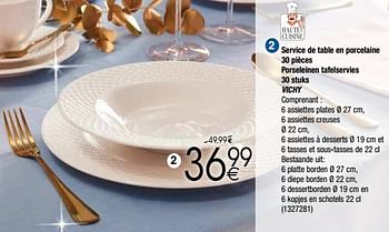 Promotions Service de table en porcelaine 30 pièces porseleinen tafelservies 30 stuks vichy - Vichy - Valide de 03/12/2019 à 24/12/2019 chez Cora