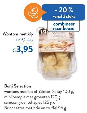 Promoties Boni selection wontons met kip - Boni - Geldig van 04/12/2019 tot 12/12/2019 bij OKay