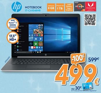 Promoties Hp notebook 17-ca1048nb - HP - Geldig van 03/12/2019 tot 31/12/2019 bij Krefel