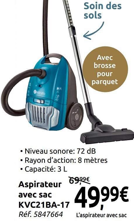 Klindo Klindo aspirateur avec sac kvc21ba 17 En promotion chez