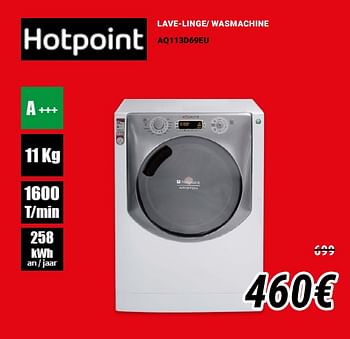 Promoties Hotpoint lave-linge- wasmachine aq113d69eu - Hotpoint - Geldig van 01/12/2019 tot 31/12/2019 bij Direct Electro