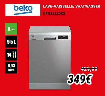Promoties Beko lave-vaisselle- vaatwasser dfn26220x2 - Beko - Geldig van 01/12/2019 tot 31/12/2019 bij Direct Electro