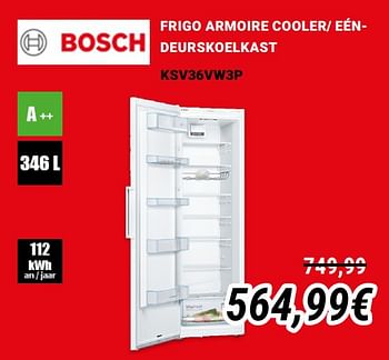 Promoties Bosch frigo armoire cooler- eéndeurskoelkast ksv36vw3p - Bosch - Geldig van 01/12/2019 tot 31/12/2019 bij Direct Electro