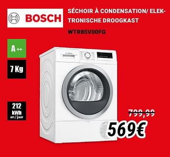 Promoties Bosch séchoir à condensation- elektronische droogkast wtr85v00fg - Bosch - Geldig van 01/12/2019 tot 31/12/2019 bij Direct Electro