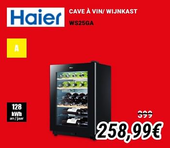 Promoties Haier cave à vin- wijnkast ws25g - Haier - Geldig van 01/12/2019 tot 31/12/2019 bij Direct Electro