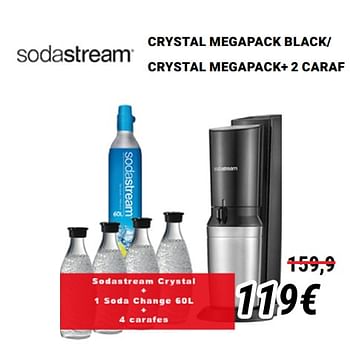 Promoties Sodastream crystal megapack black- crystal megapack+ 2 caraf - Sodastream - Geldig van 01/12/2019 tot 31/12/2019 bij Direct Electro