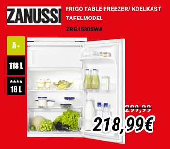 Promoties Zanussi frigo table freezer- koelkast tafelmodel zrg15805wa - Zanussi - Geldig van 01/12/2019 tot 31/12/2019 bij Direct Electro