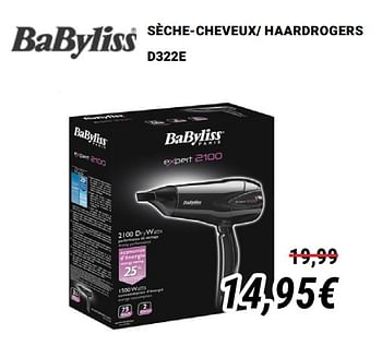 Promoties Babyliss sèche-cheveux- haardrogers d322e - Babyliss - Geldig van 01/12/2019 tot 31/12/2019 bij Direct Electro