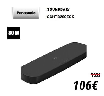 Promoties Panasonic soundbar- schtb200e - Panasonic - Geldig van 01/12/2019 tot 31/12/2019 bij Direct Electro