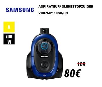 Promoties Samsung aspirateur- sledestofzuiger vc07m2110sb-e - Samsung - Geldig van 01/12/2019 tot 31/12/2019 bij Direct Electro