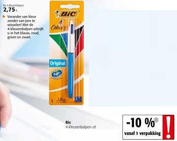 Promoties Bic 4-kleurenbalpen - BIC - Geldig van 04/12/2019 tot 17/12/2019 bij Colruyt