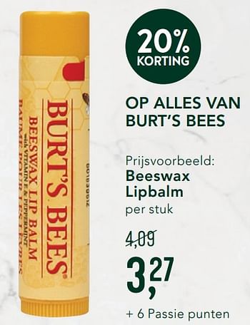 Promoties Op alles van burt`s bees beeswax lipbalm - Burt`s bees - Geldig van 02/12/2019 tot 29/12/2019 bij Holland & Barret