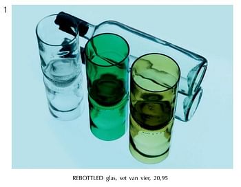 Promoties Rebottled glas, set van vier - Huismerk - De Bijenkorf - Geldig van 25/11/2019 tot 31/01/2020 bij De Bijenkorf