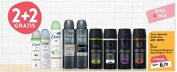 Promoties Dove compressed deodorant spray original - Dove - Geldig van 04/12/2019 tot 31/12/2019 bij DI