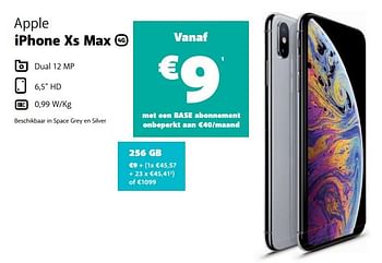 Promoties Apple iphone xs max 128 gb - Apple - Geldig van 05/12/2019 tot 06/01/2020 bij Base