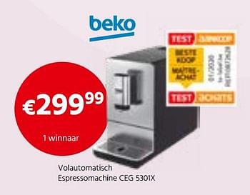 Promoties Beko volautomatisch espressomachine ceg 5301x - Beko - Geldig van 03/12/2019 tot 31/12/2019 bij ShopWillems
