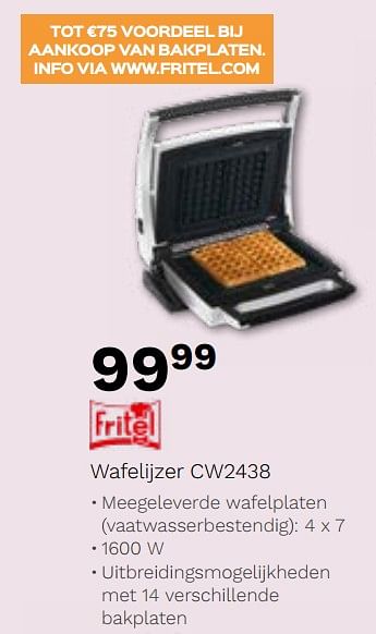 Promoties Fritel wafelijzer cw2438 - Fritel - Geldig van 03/12/2019 tot 31/12/2019 bij ShopWillems