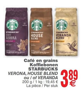 Promoties Café en grains koffiebonen starbucks - Starbucks - Geldig van 10/12/2019 tot 16/12/2019 bij Cora