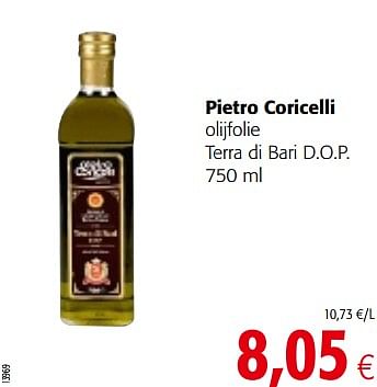 Promotions Pietro coricelli olijfolie terra di bari d.o.p. - Pietro Coricelli - Valide de 04/12/2019 à 17/12/2019 chez Colruyt