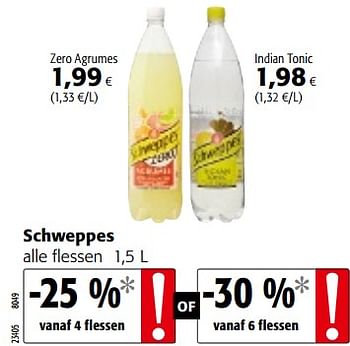 Promoties Schweppes alle flessen - Schweppes - Geldig van 04/12/2019 tot 17/12/2019 bij Colruyt