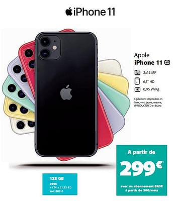 Promotions Apple iphone 11 128gb - Apple - Valide de 05/12/2019 à 06/01/2020 chez Base