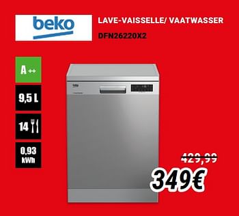 Promotions Beko lave-vaisselle- vaatwasser dfn26220x2 - Beko - Valide de 01/12/2019 à 31/12/2019 chez Direct Electro