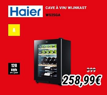 Promoties Haier cave à vin- wijnkast ws25g - Haier - Geldig van 01/12/2019 tot 31/12/2019 bij Direct Electro