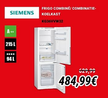 Promoties Siemens frigo combiné- combinatiekoelkast kg36vvw32 - Siemens - Geldig van 01/12/2019 tot 31/12/2019 bij Direct Electro