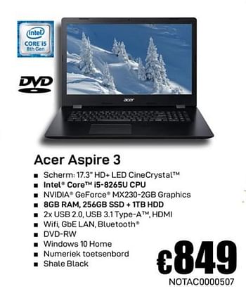 Promotions Acer aspire 3 - Acer - Valide de 02/12/2019 à 02/01/2020 chez Compudeals