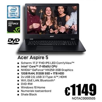 Promoties Acer aspire 5 - Acer - Geldig van 02/12/2019 tot 02/01/2020 bij Compudeals