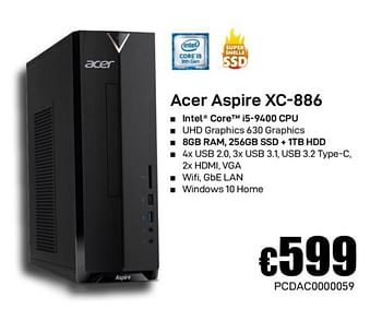 Promoties Acer aspire xc-886 - Acer - Geldig van 02/12/2019 tot 02/01/2020 bij Compudeals