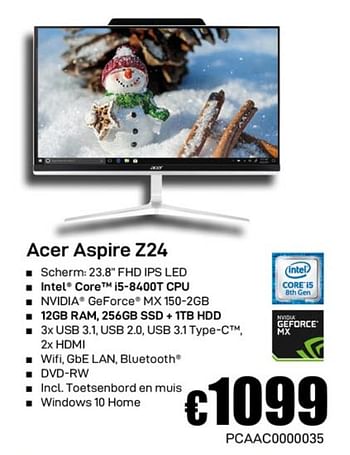 Promoties Acer aspire z24 - Acer - Geldig van 02/12/2019 tot 02/01/2020 bij Compudeals