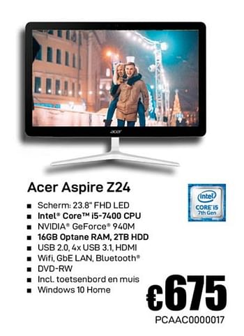 Promoties Acer aspire z24 - Acer - Geldig van 02/12/2019 tot 02/01/2020 bij Compudeals