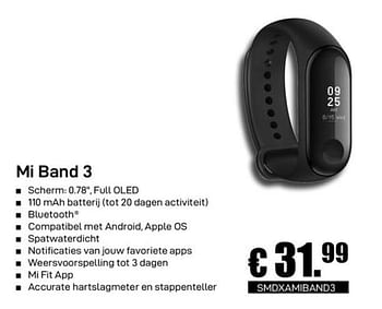 Promoties Xiaomi mi band 3 - Xiaomi - Geldig van 02/12/2019 tot 02/01/2020 bij Compudeals