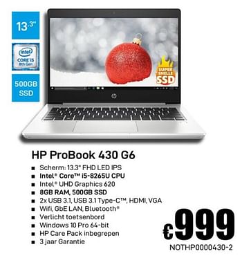 Promoties Hp probook 430 g6 - HP - Geldig van 02/12/2019 tot 02/01/2020 bij Compudeals