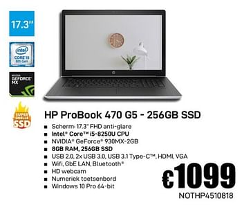 Promoties Hp probook 470 g5 - 256gb ssd - HP - Geldig van 02/12/2019 tot 02/01/2020 bij Compudeals