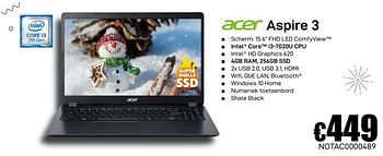 Promoties Acer aspire 3 - Acer - Geldig van 02/12/2019 tot 02/01/2020 bij Compudeals