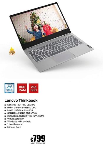 Promoties Lenovo thinkbook - Lenovo - Geldig van 02/12/2019 tot 02/01/2020 bij Compudeals