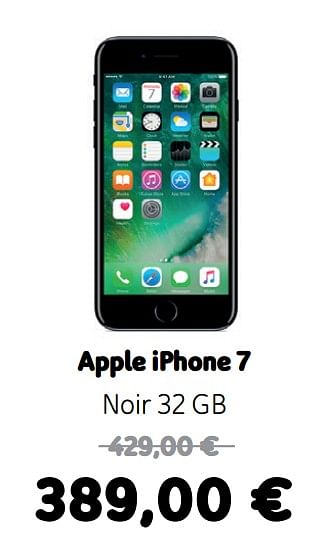Promotions Apple iphone 7 noir 32 gb - Apple - Valide de 05/12/2019 à 06/01/2020 chez Telenet