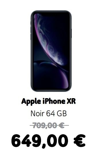 Promotions Apple iphone xr noir 64 gb - Apple - Valide de 05/12/2019 à 06/01/2020 chez Telenet