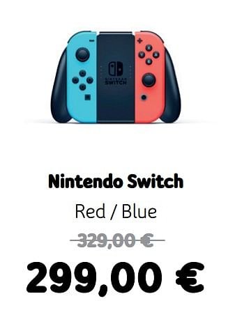 Promotions Nintendo switch red - blue - Nintendo - Valide de 05/12/2019 à 06/01/2020 chez Telenet