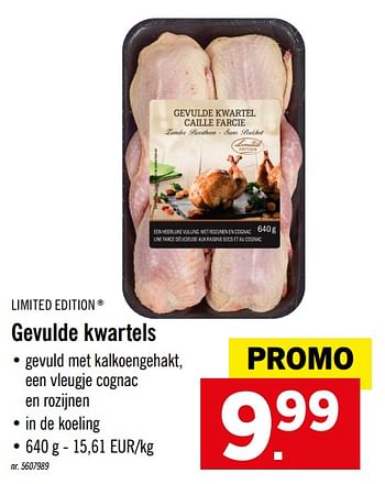Promoties Gevulde kwartels - Limited Edition - Geldig van 16/12/2019 tot 21/12/2019 bij Lidl